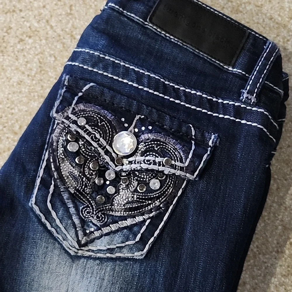 NWOT Twentyone Black by Rue 21 Bling Boot Cut Jeans Size 3/4 - Picture 2 of 13